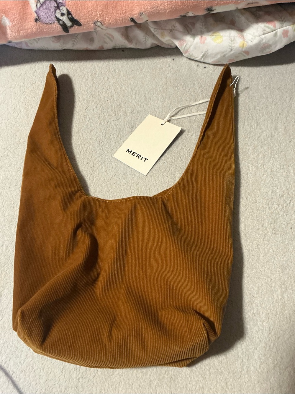 MERIT Corduroy Shoulder Bag in Warm Brown Tan